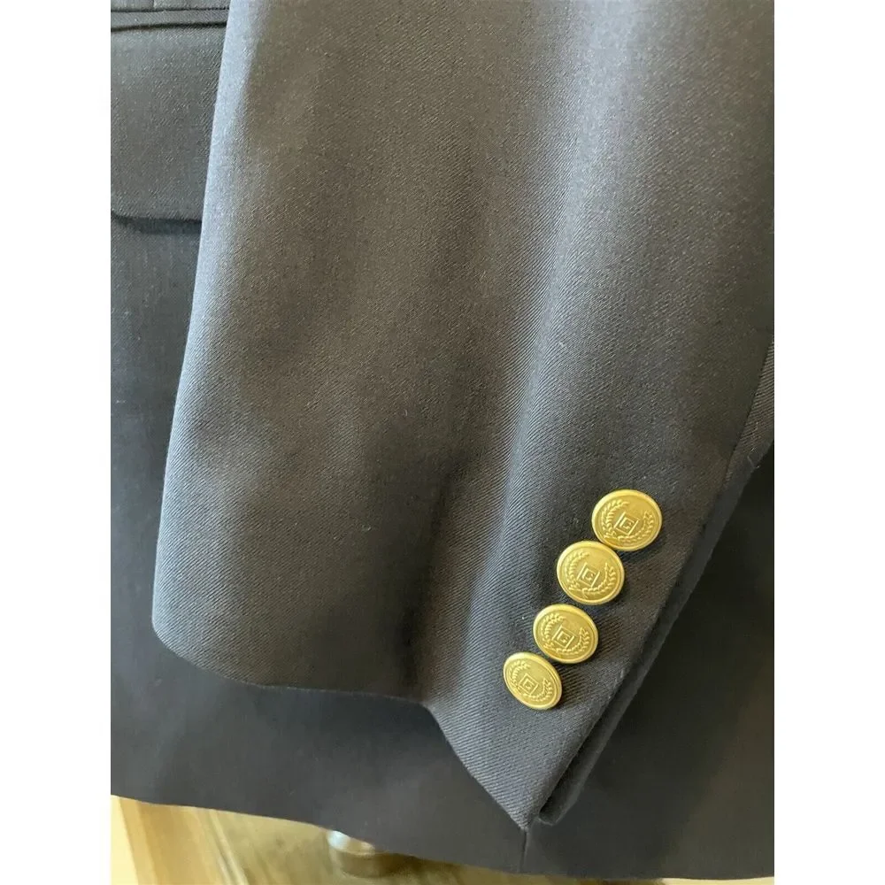 Chaps‎ 48R Gold Button Navy 100% Wool 2Btn Blazer Sport Coat Jacket